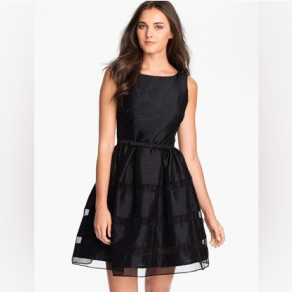 NWT Taylor Sleeveless Organza Little Black Cocktail Dress Sz 6